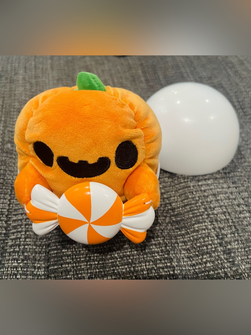 Plush Orange Pumpkin Toy with Candy Accessory - Cute Fall Plush